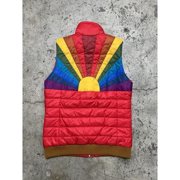 Aviator Nation Red/Rainbow Puffer Vest Womens‎ Size M Quality Sunburst AV $395 - Picture 1 of 7